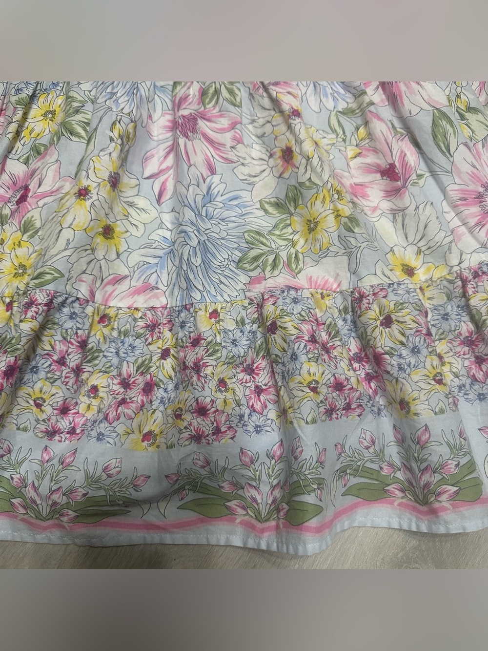 Crown & Ivy Pink Blue Yellow Floral Midi Dress Sz L - Picture 3 of 8